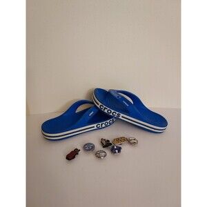 Crocs Kids Unisex Blue Sandals Flip Flops Size J-2 & Star Wars Charms